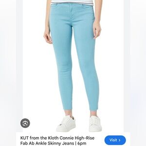 KUT From The Kloth Jeans 8 Connie Mid Rise Ankle Skinny Designer. Teal/Blue